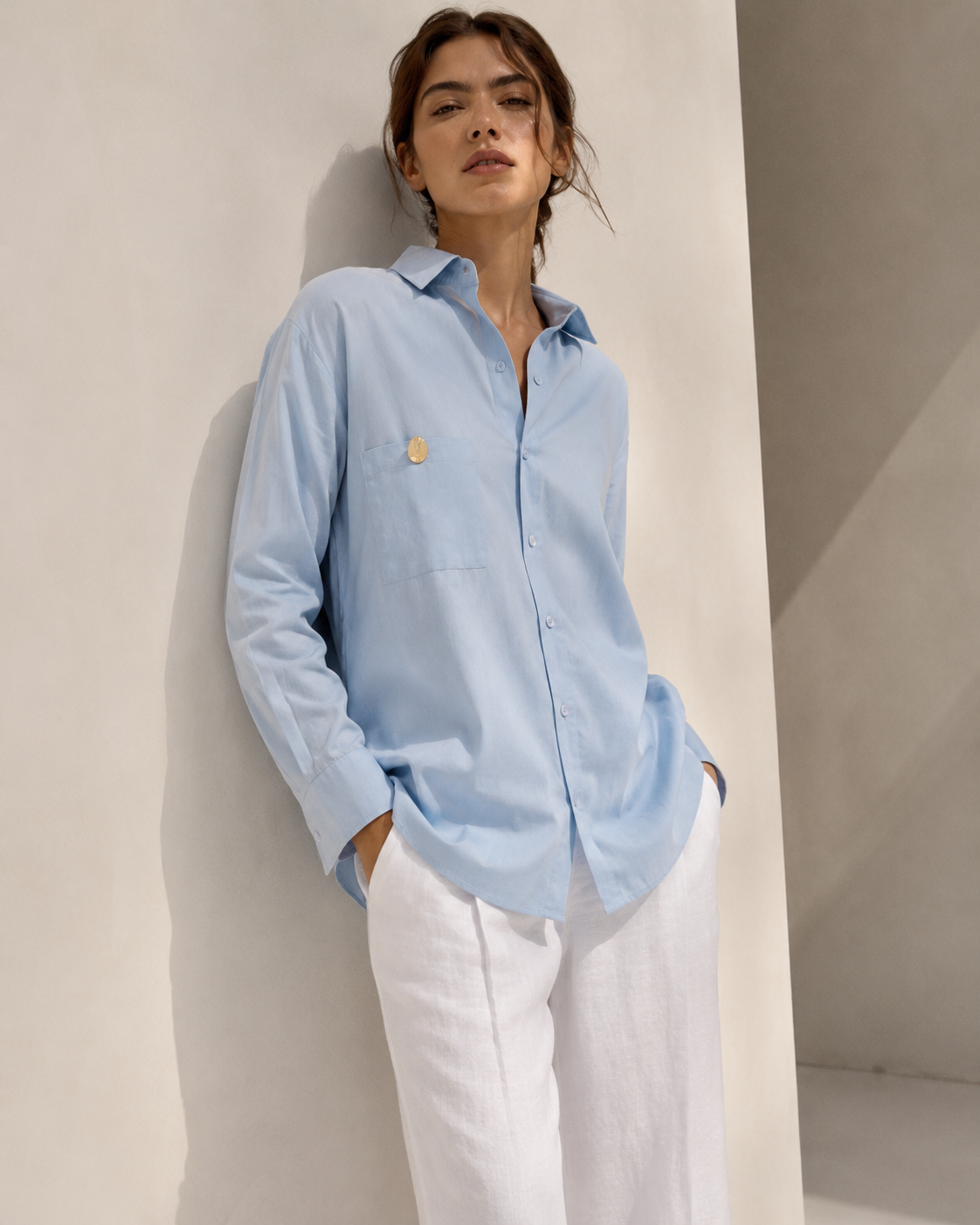 Sky Blue Cotton Linen Shirt