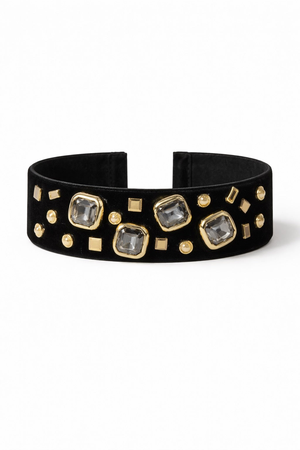 BLACK VELVET CHOKER WITH METAL STUDS