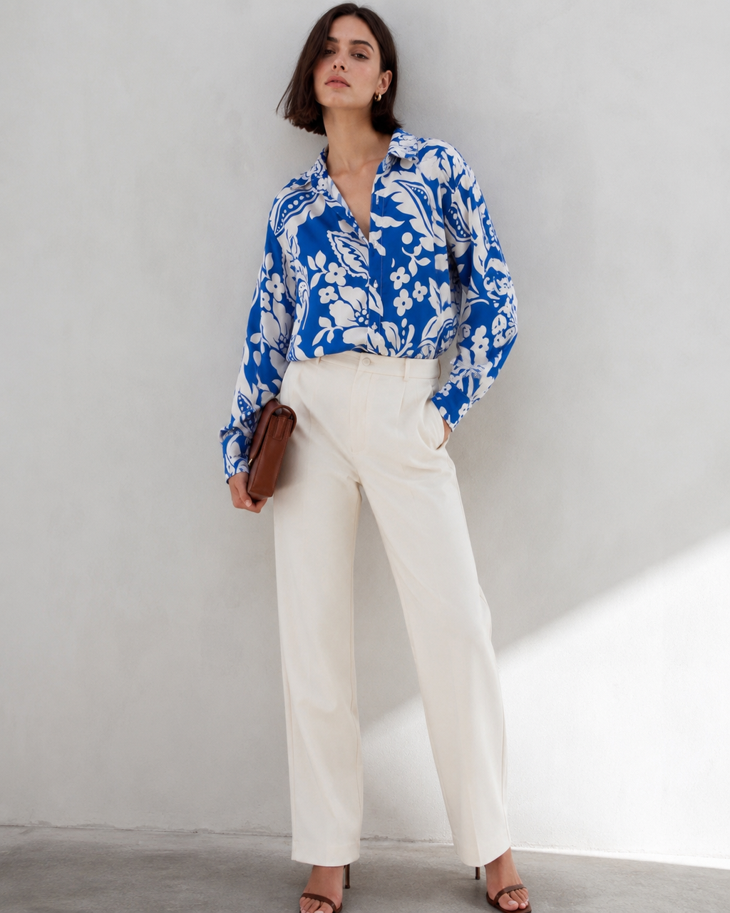 Cobalt Floral Flowing Shirt