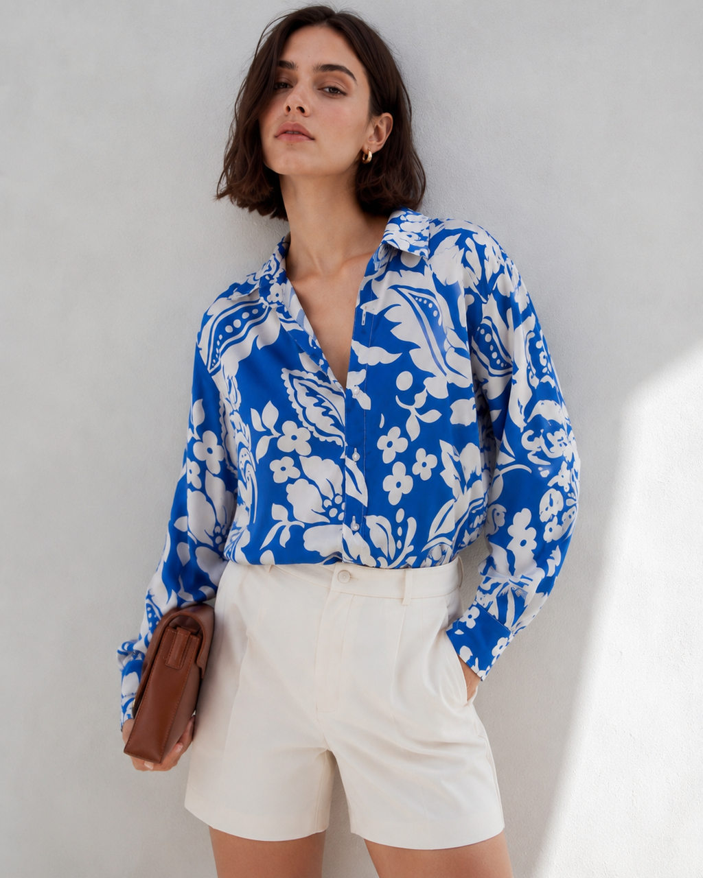 Cobalt Floral Flowing Shirt