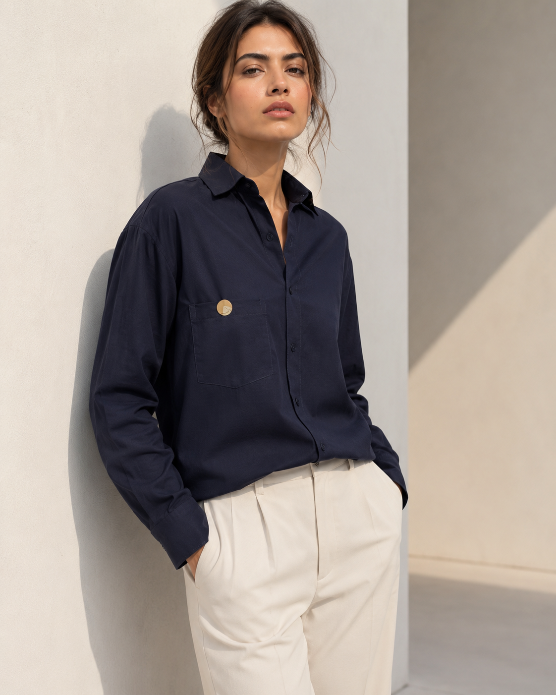 Midnight Navy Cotton Linen Shirt