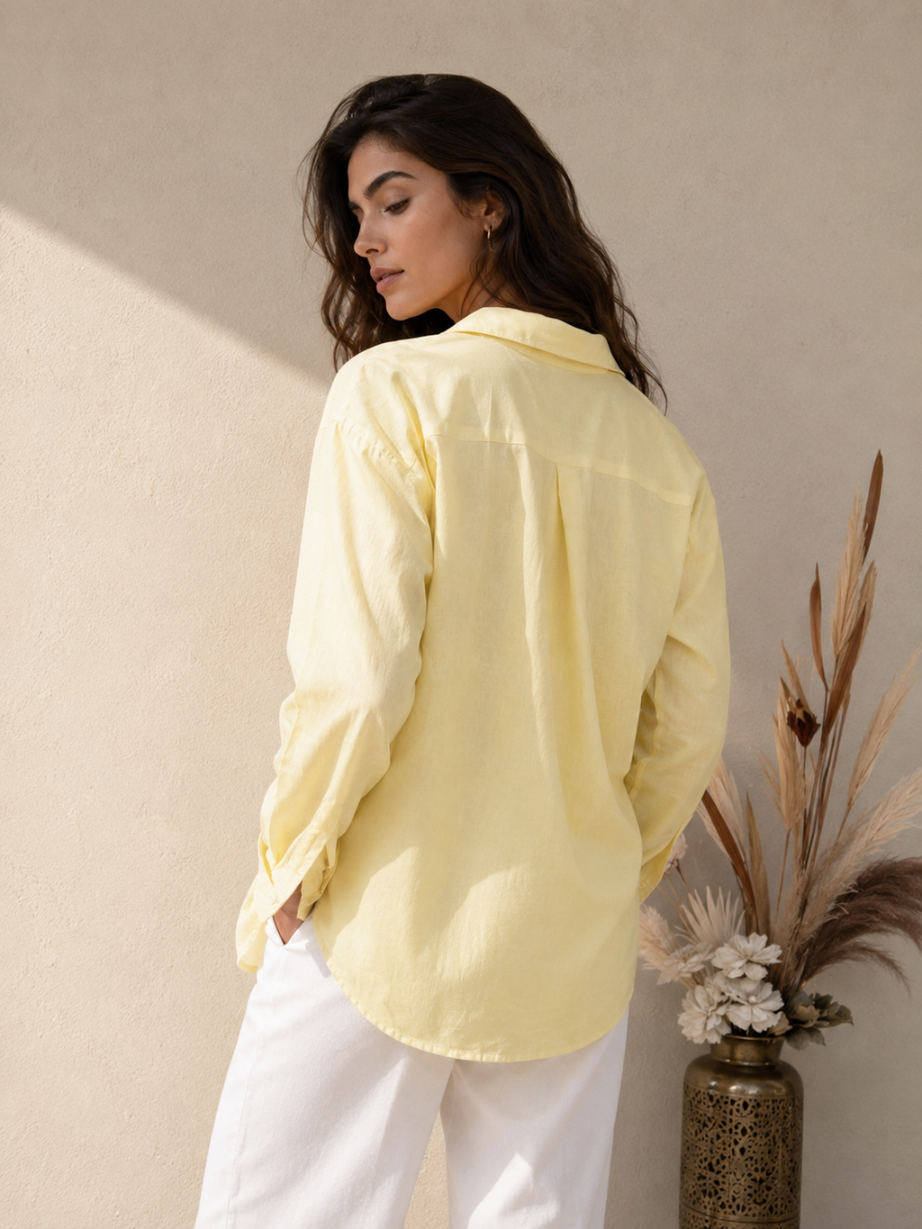 Butter Yellow Pure Cotton Linen Shirt