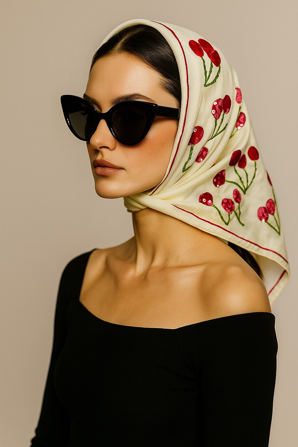 CHERRY HAND-PAINTED SCARFS