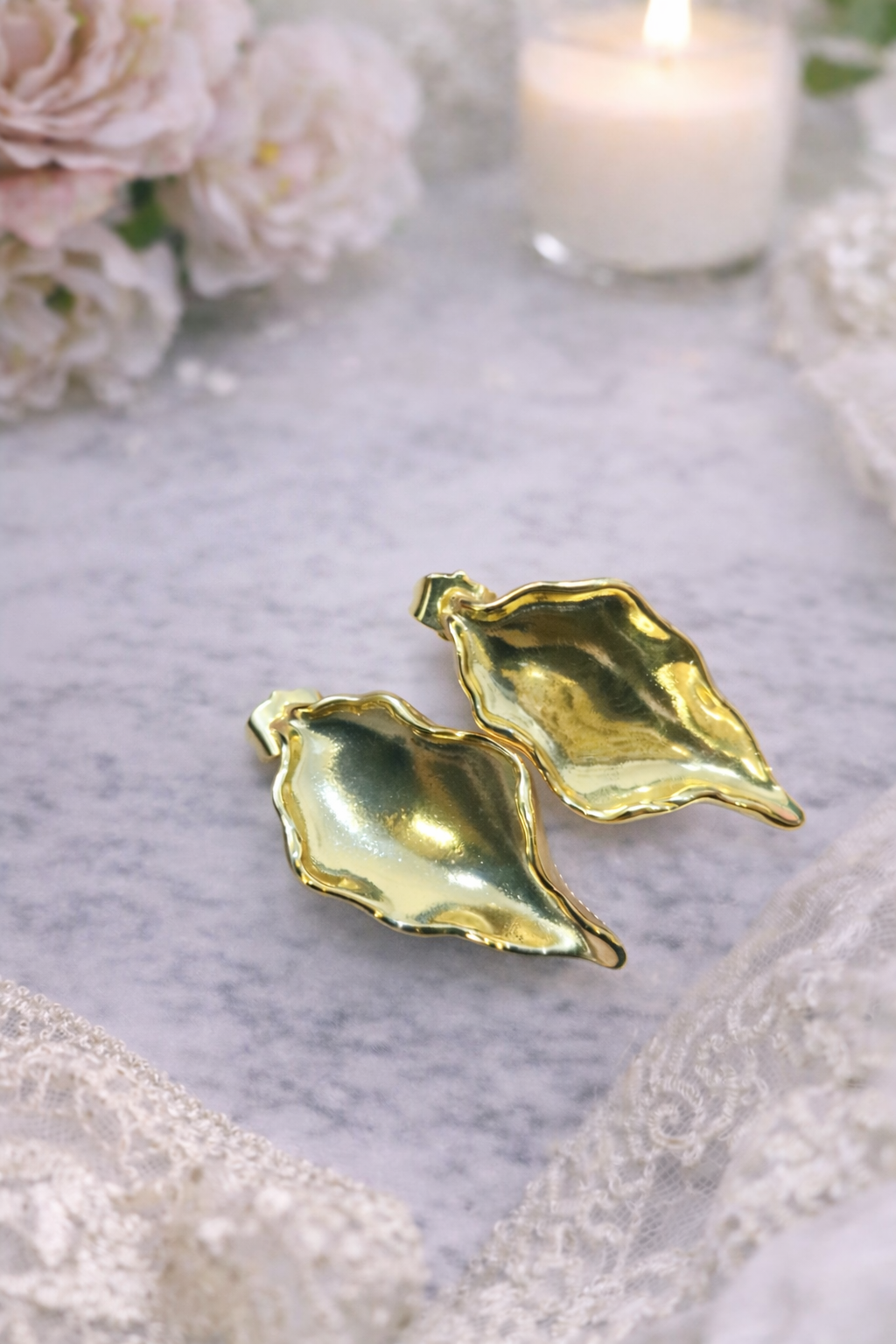Abstract Gold Leaf Statement Earrings