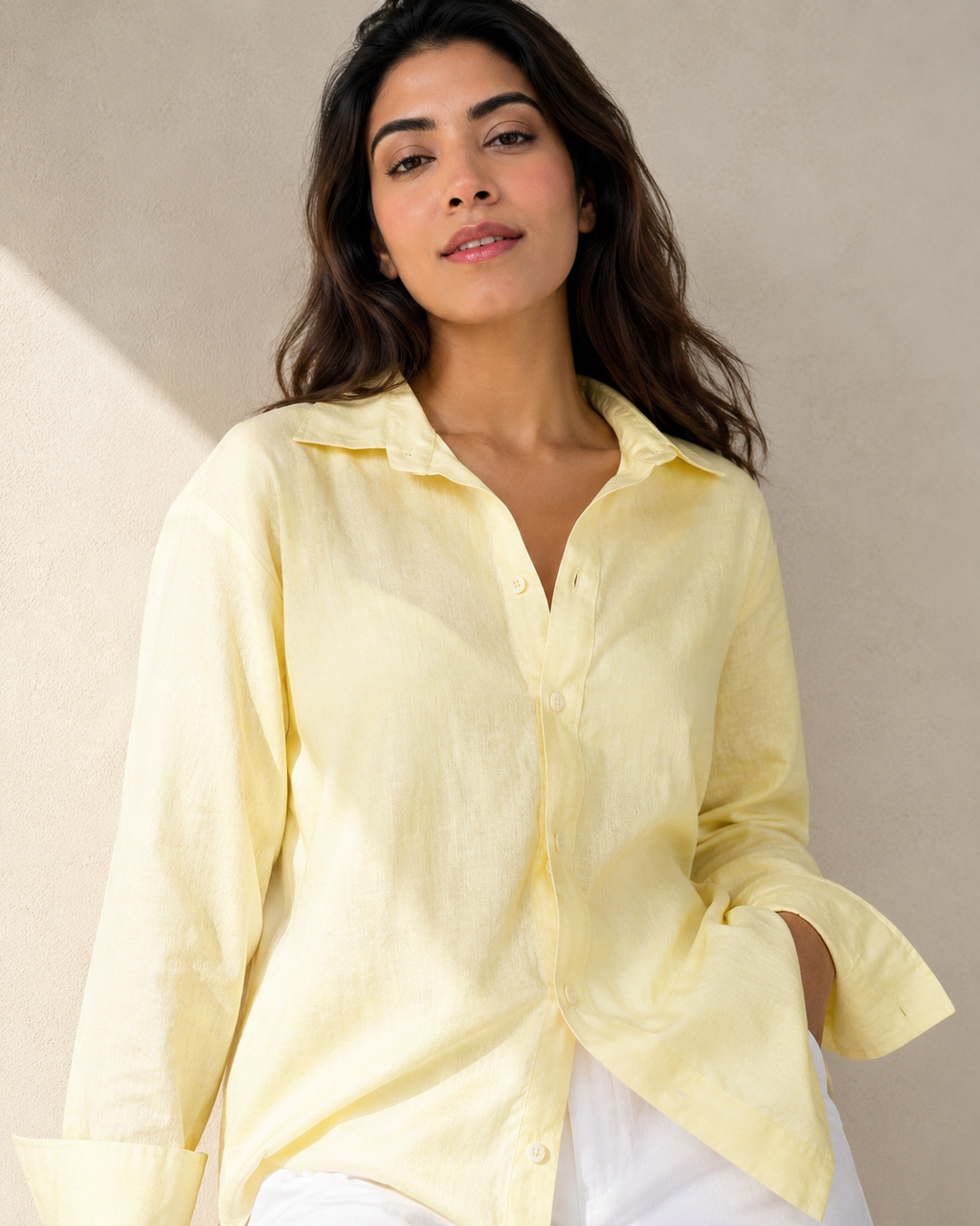Butter Yellow Pure Cotton Linen Shirt