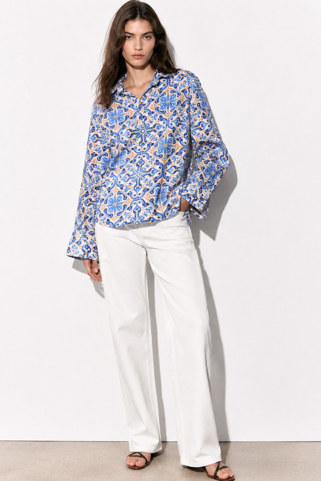 Royal Blue Multi Printed Cotton Top