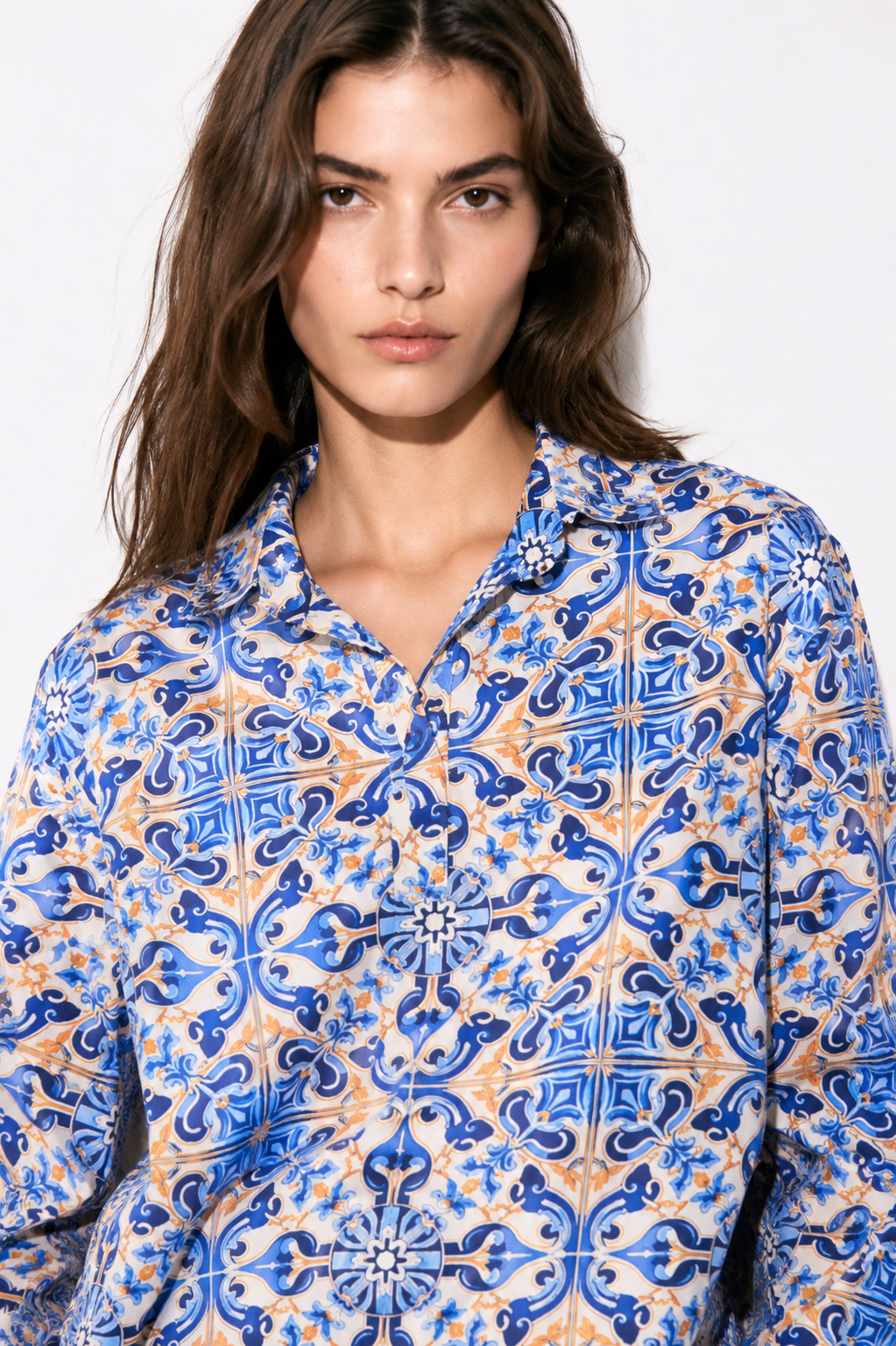 Royal Blue Multi Printed Cotton Top
