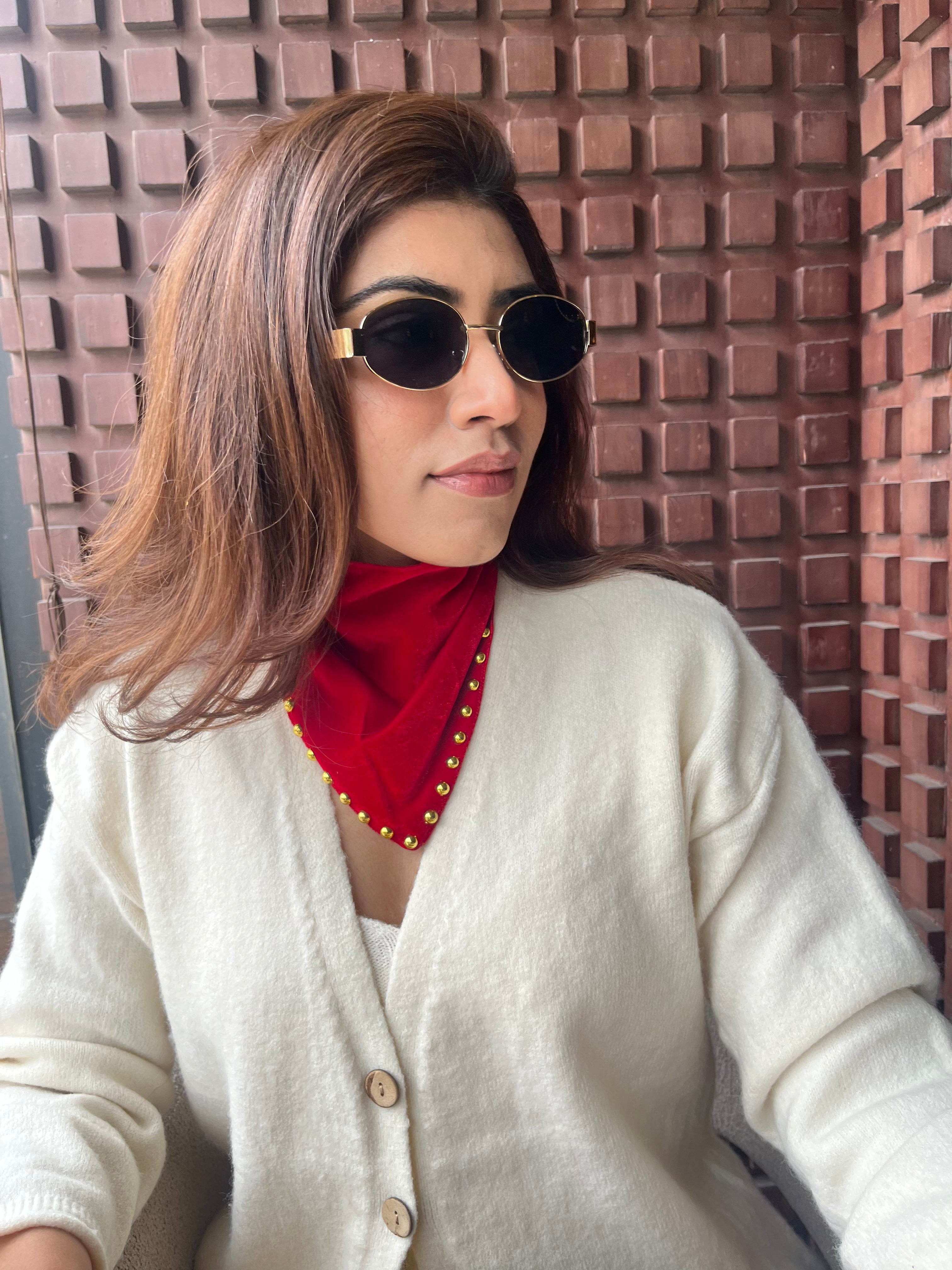 Ruby Velvet Pearl Mini Muffler