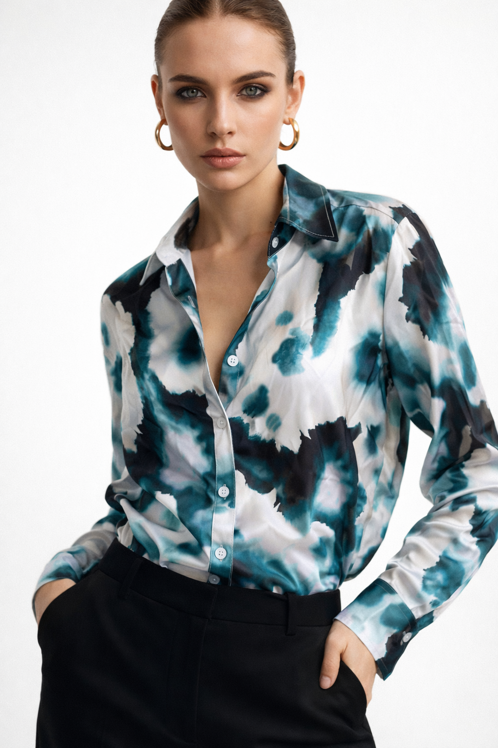 Ocean Blue Georgette Shirt