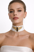 Embellished Bee White Choker