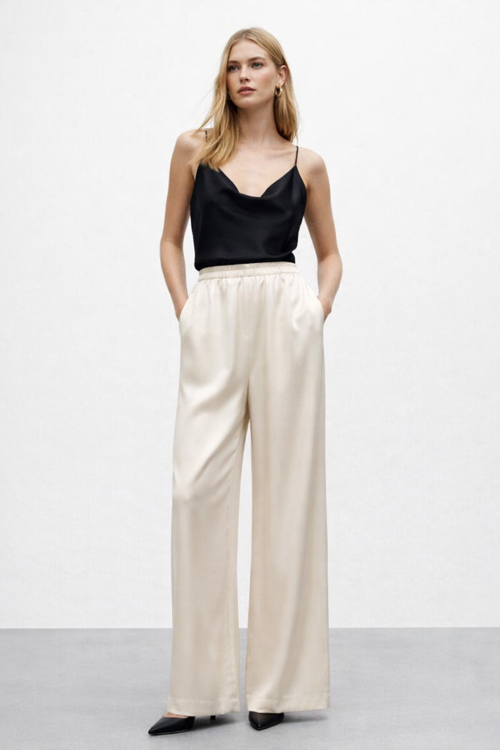 Ivory Cream Satin Pants