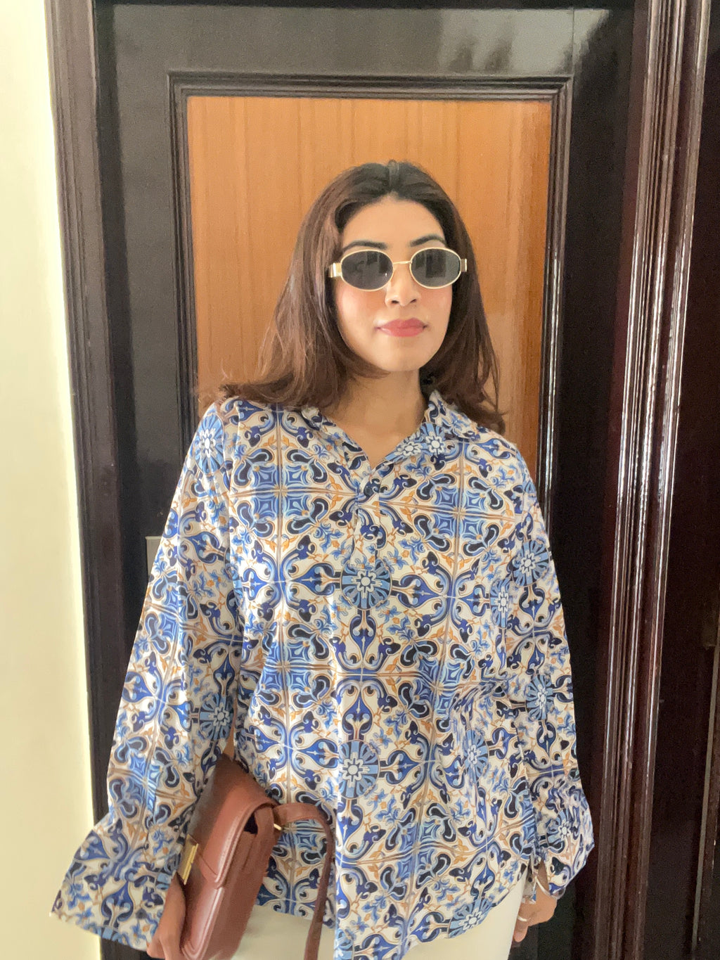 Royal Blue Multi Printed Cotton Top