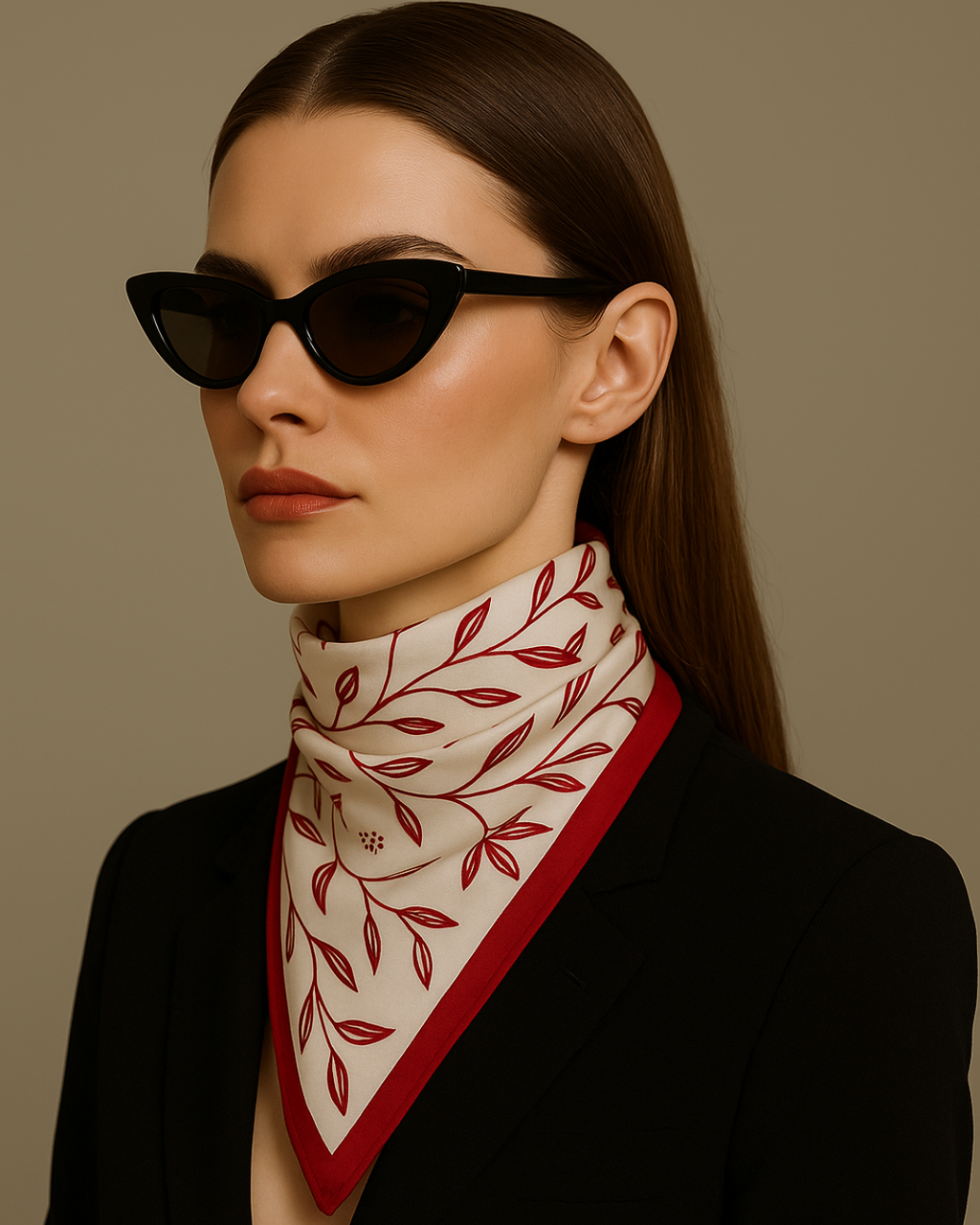 HAND-PAINTED RED FLORAL SCARFS