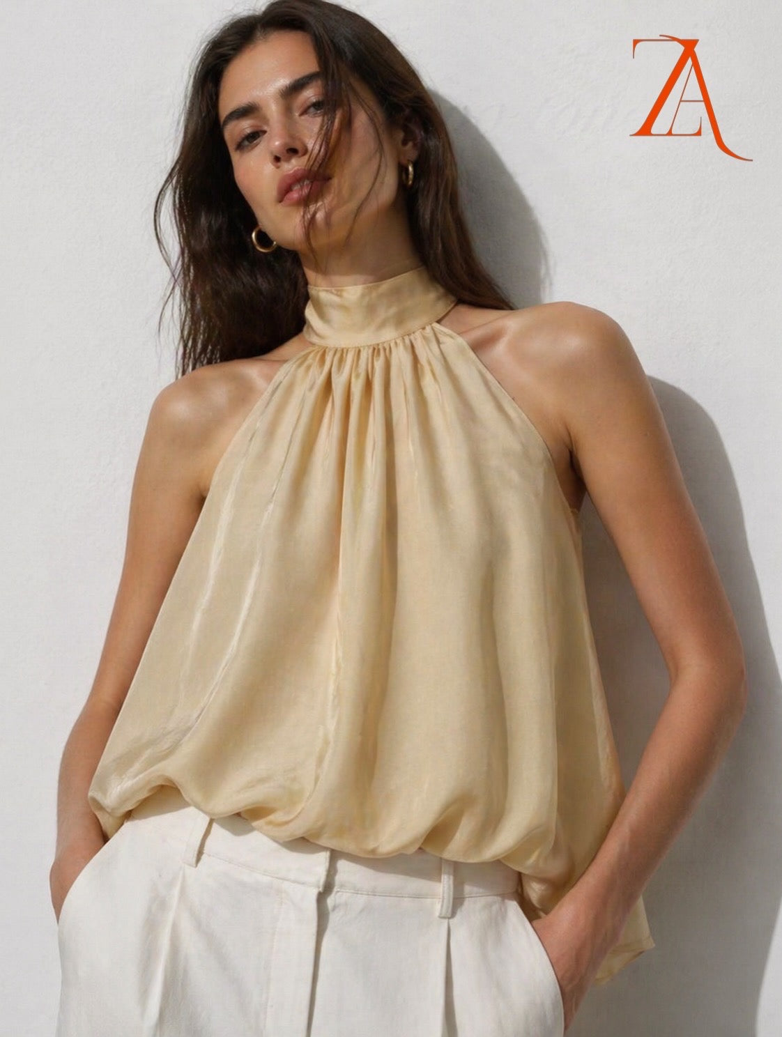 Pastel Gold Halter Neck Top