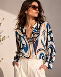 Flowy Cotton Linen Abstract Printed Top