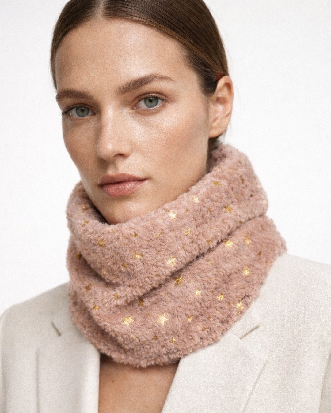 PINK MUFFLER WITH GOLDEN STARS 20% off