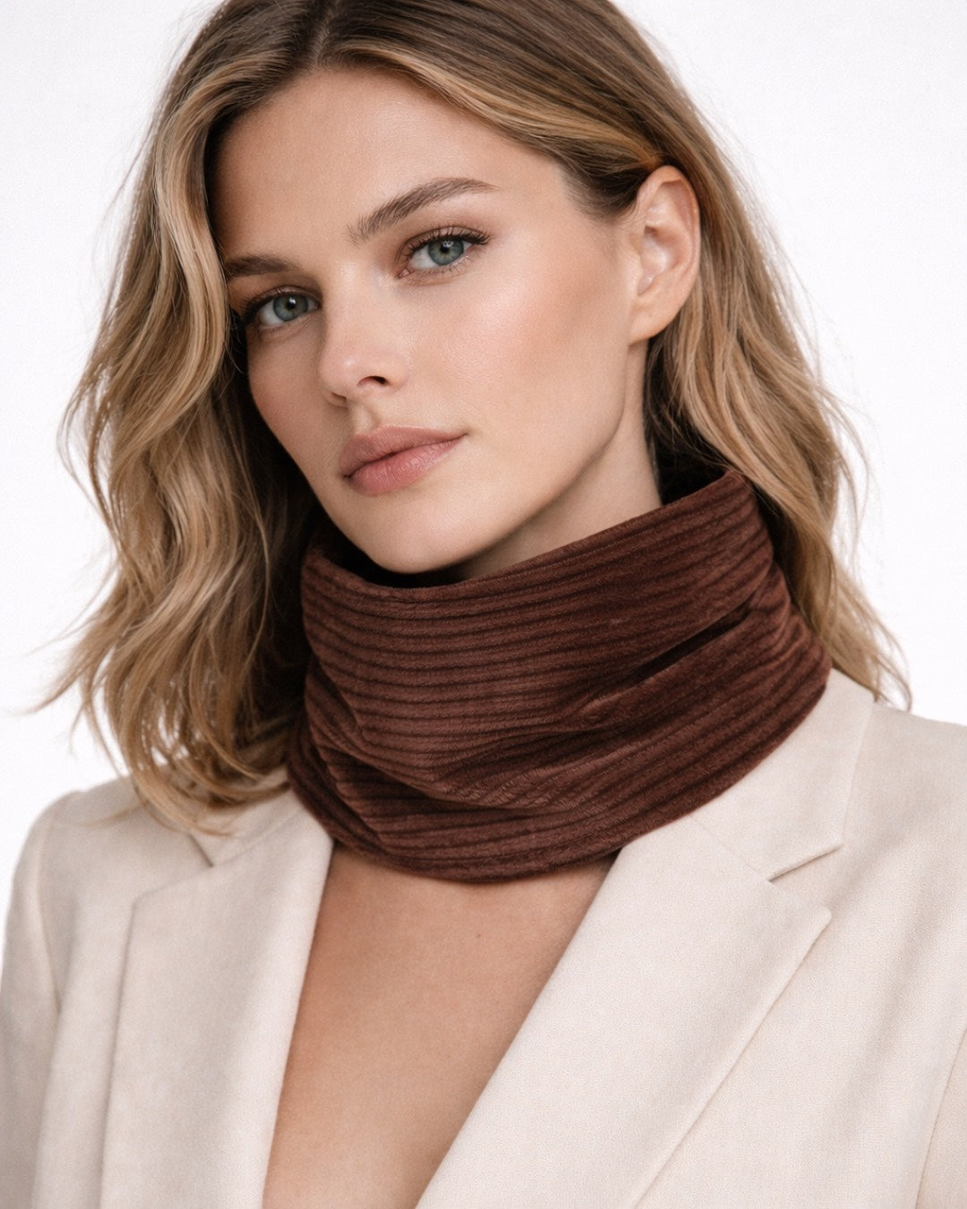 BROWN RIBBED MUFFLER 20%off