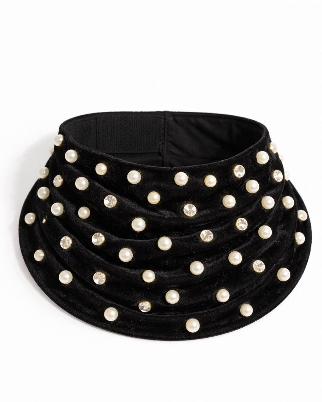 BLACK MUFFLER WITH PEARL EMBELLISHED