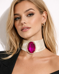 OFF-WHITE CHOKER WITH PINK STONE