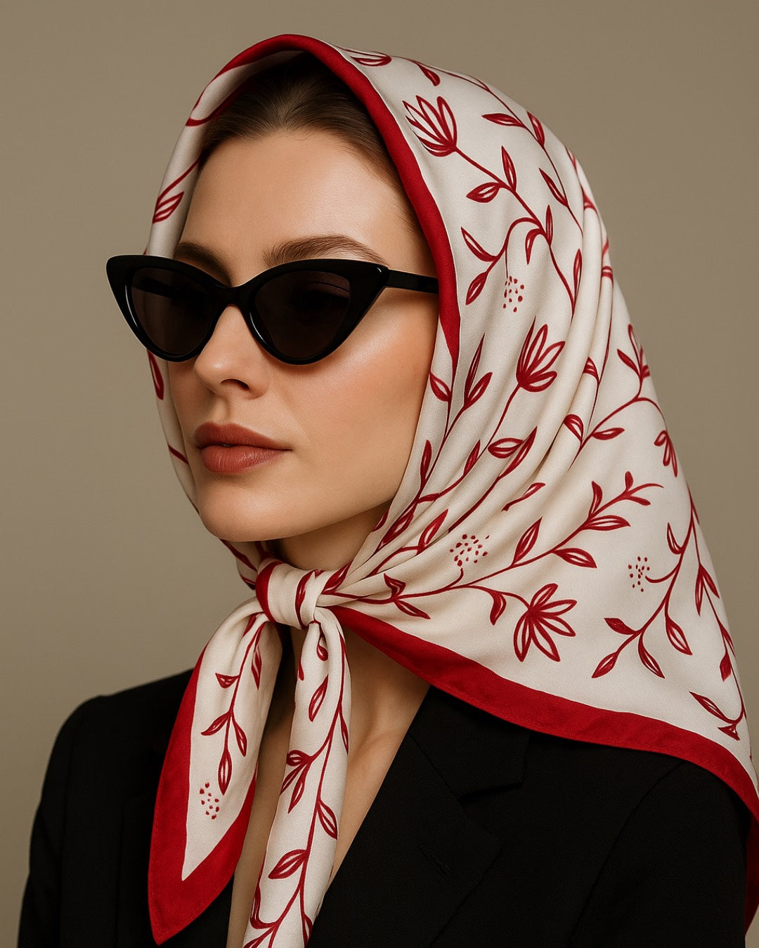 HAND-PAINTED RED FLORAL SCARFS