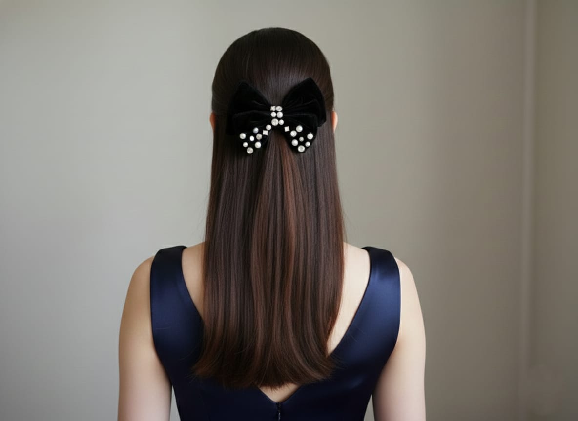 BLACK VELVET HAIR BOW
