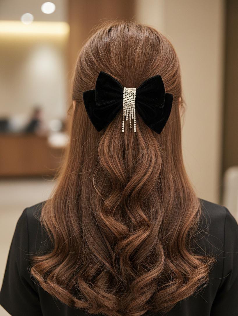 BLACK VELVET HAIR BOW