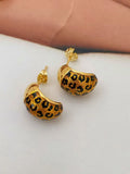 Leopard Copper Enamel Earrings