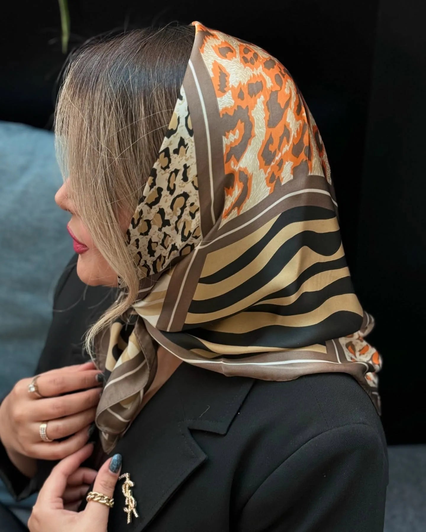 Leopard Print Satin Scarf