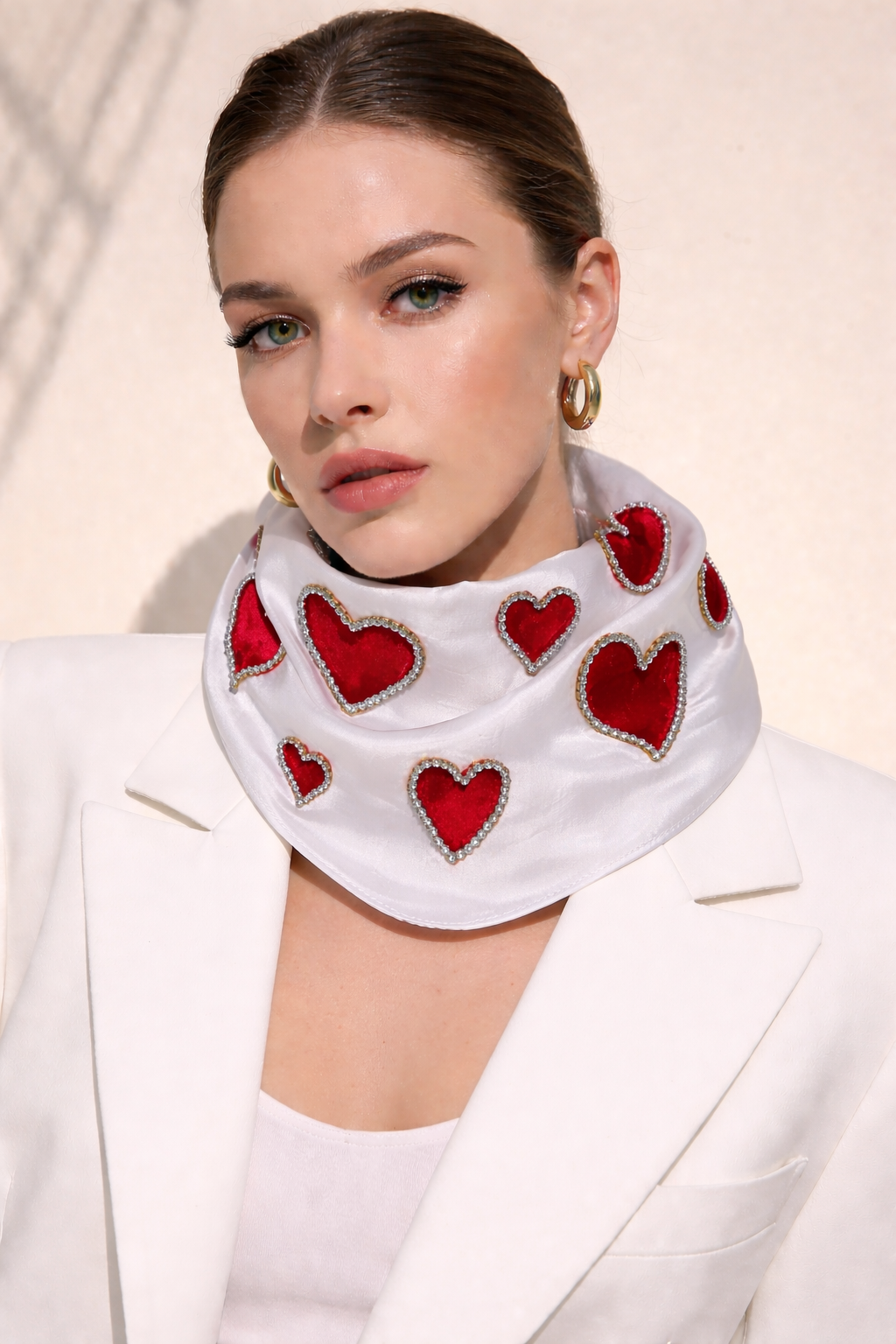 Heart Embellished Necklace Scarf